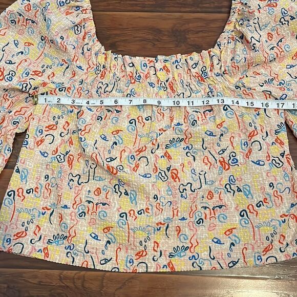 Nordstrom By Cristina Martinez Poet Print Textured Top Cottage Core Boho Modern - Picture 10 of 12